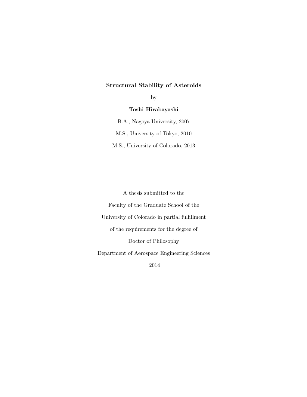 Structural Stability of Asteroids