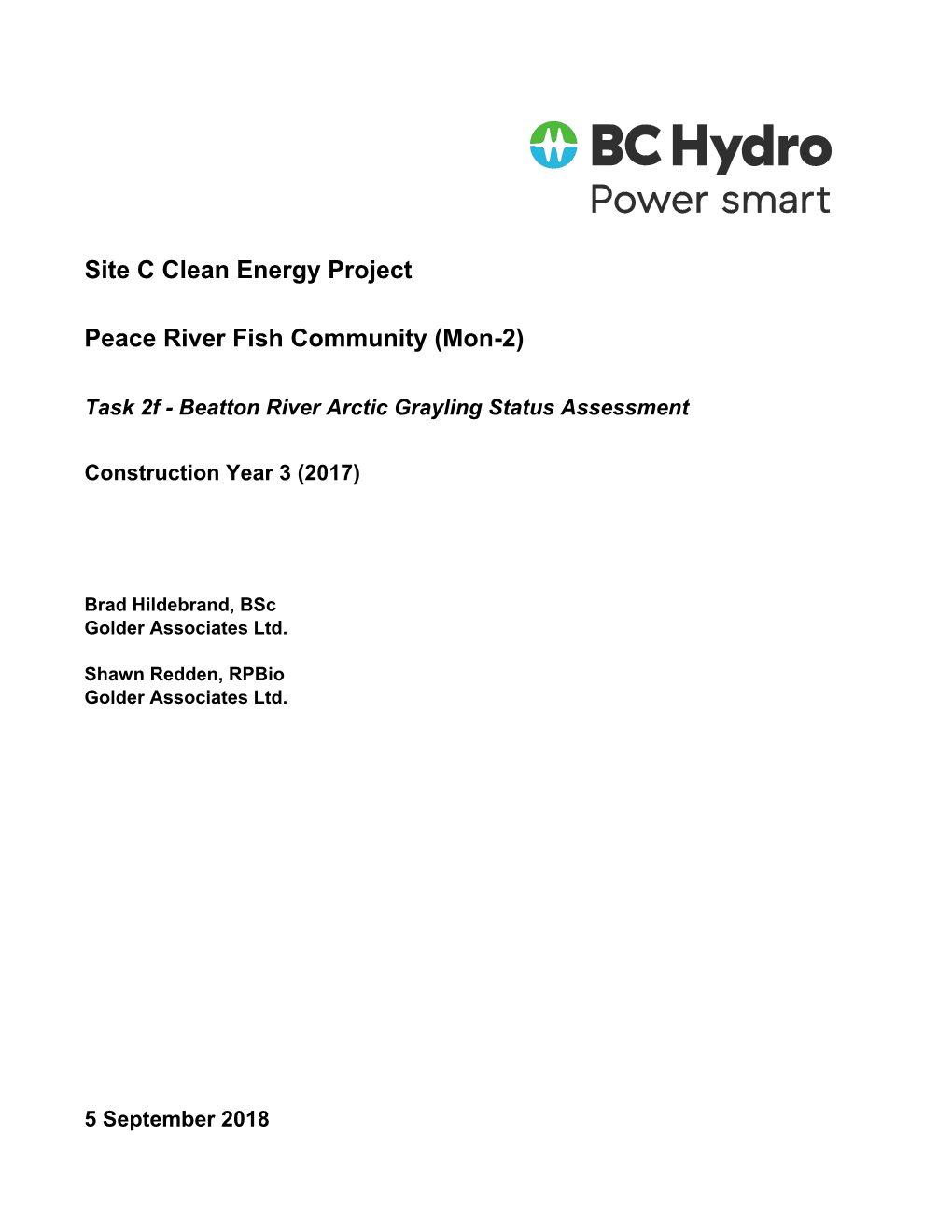 Site C Clean Energy Project Peace River Fish Community (Mon-2)