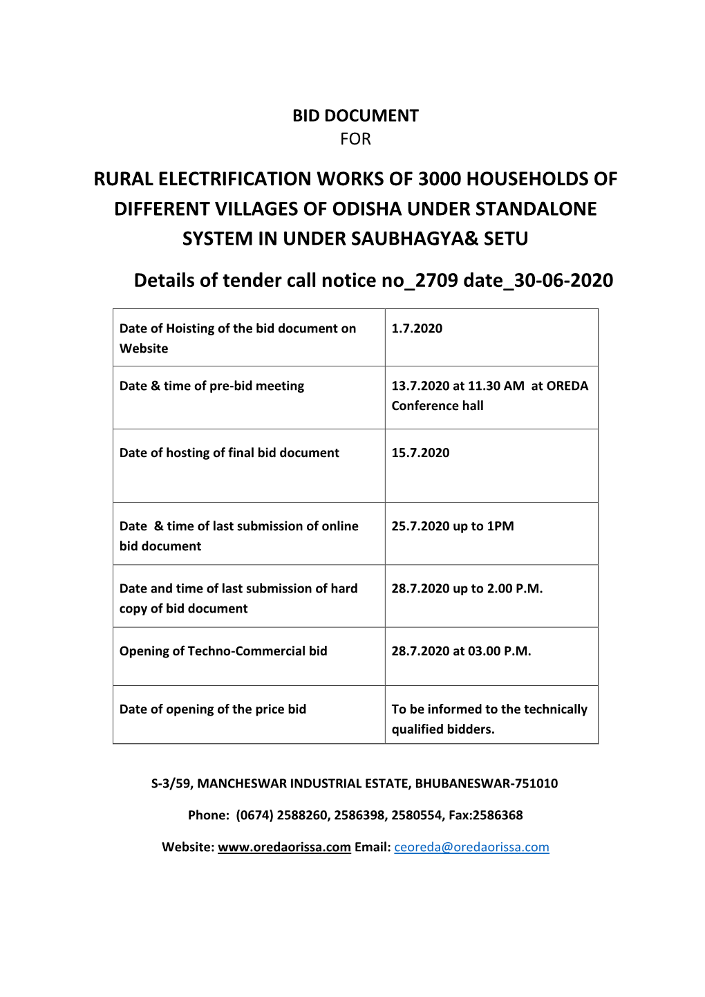 Rural Electrification Works of 3000 Households of Different Villages of Odisha Under Standalone System in Under Saubhagya& Setu