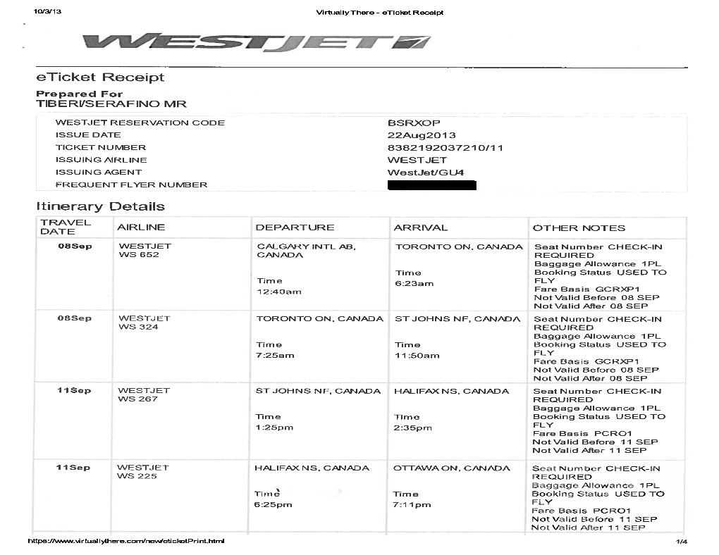 Eticket Receipt Itinerary Details