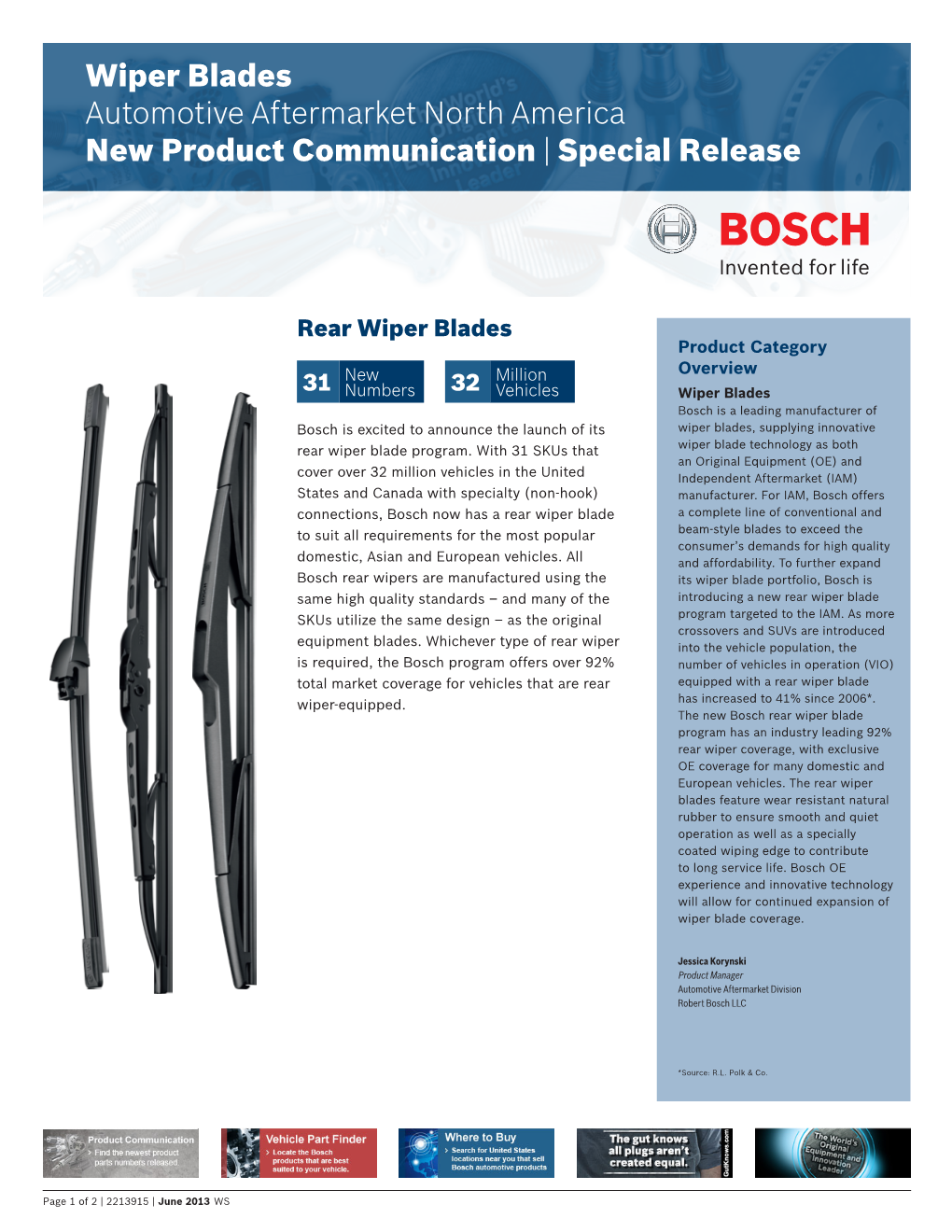 Wiper Blades Automotive Aftermarket North America New Product Communication | Special Release