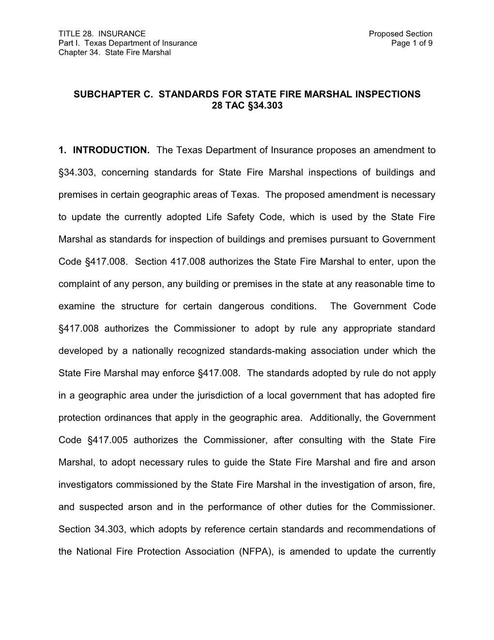 TITLE 28. INSURANCE Adopted Sections Part 1. Texas Department of Insurance Page 1 of 10