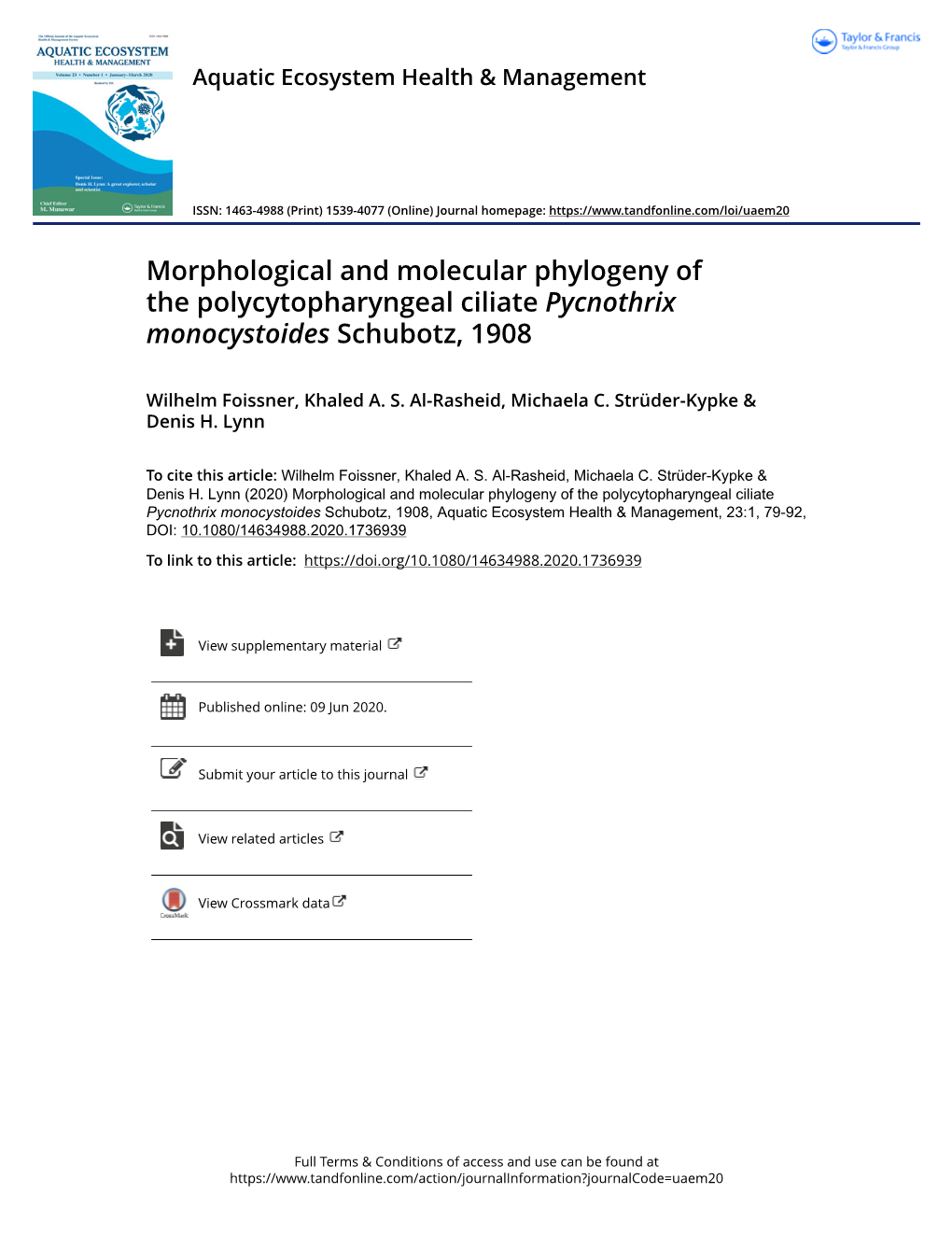 Morphological and Molecular Phylogeny of the Polycytopharyngeal Ciliate Pycnothrix Monocystoides Schubotz, 1908