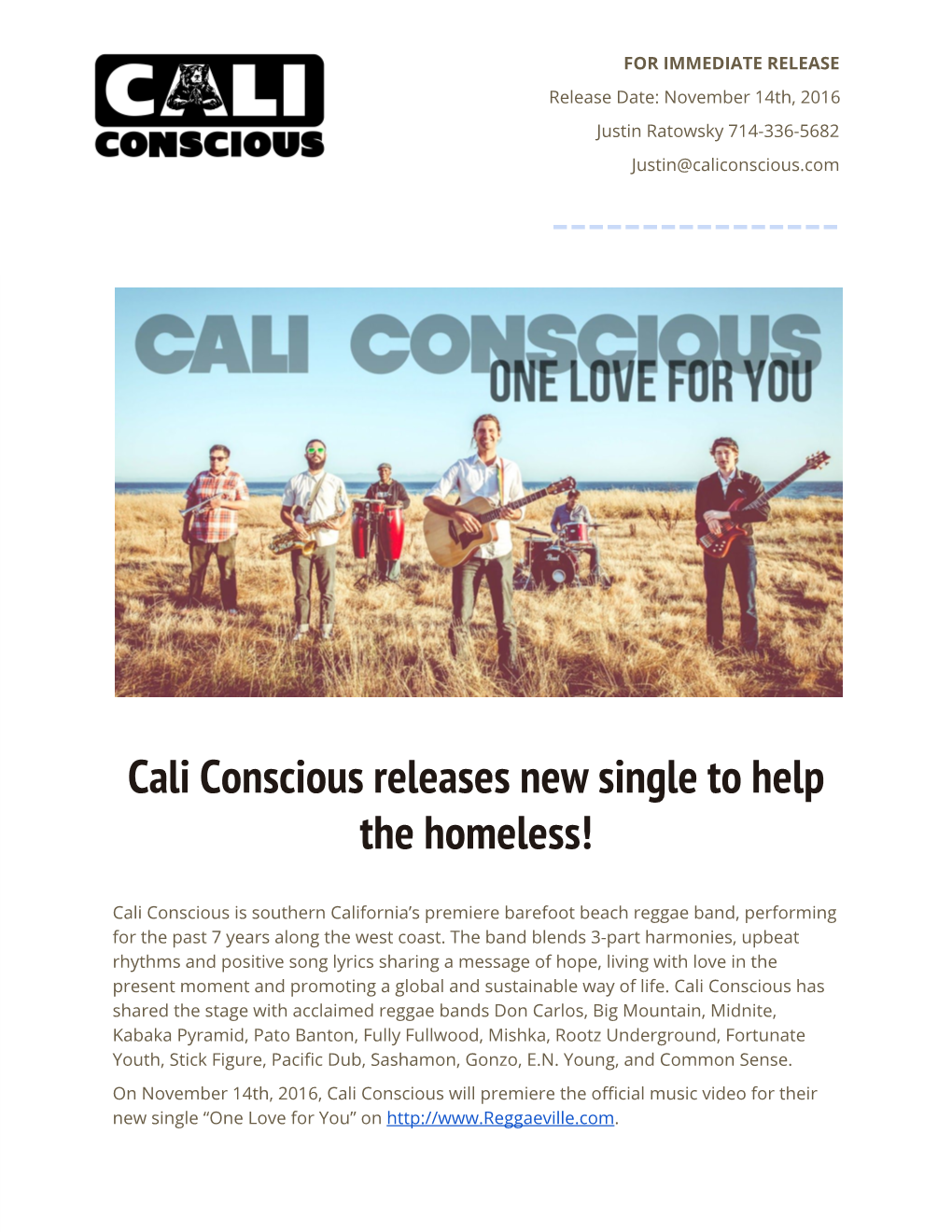 Cali Conscious Releases New Single to Help the Homeless!