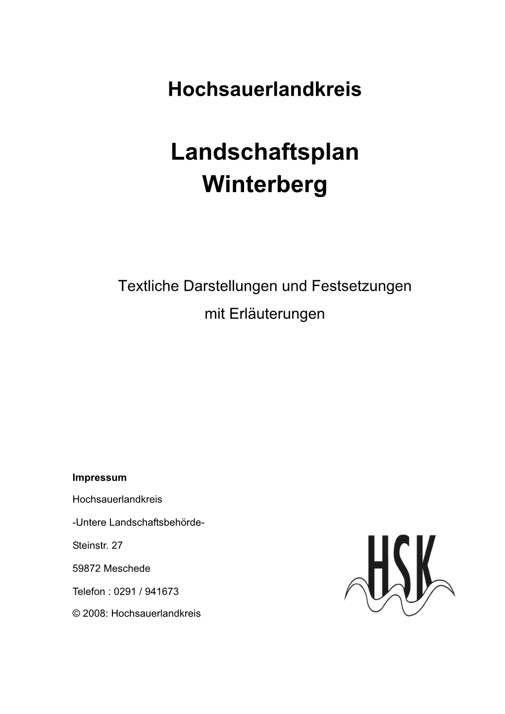 Landschaftsplan Winterberg