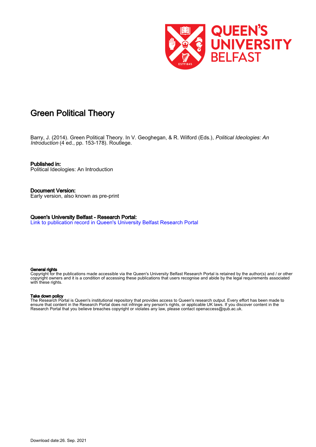 Green Political Theory