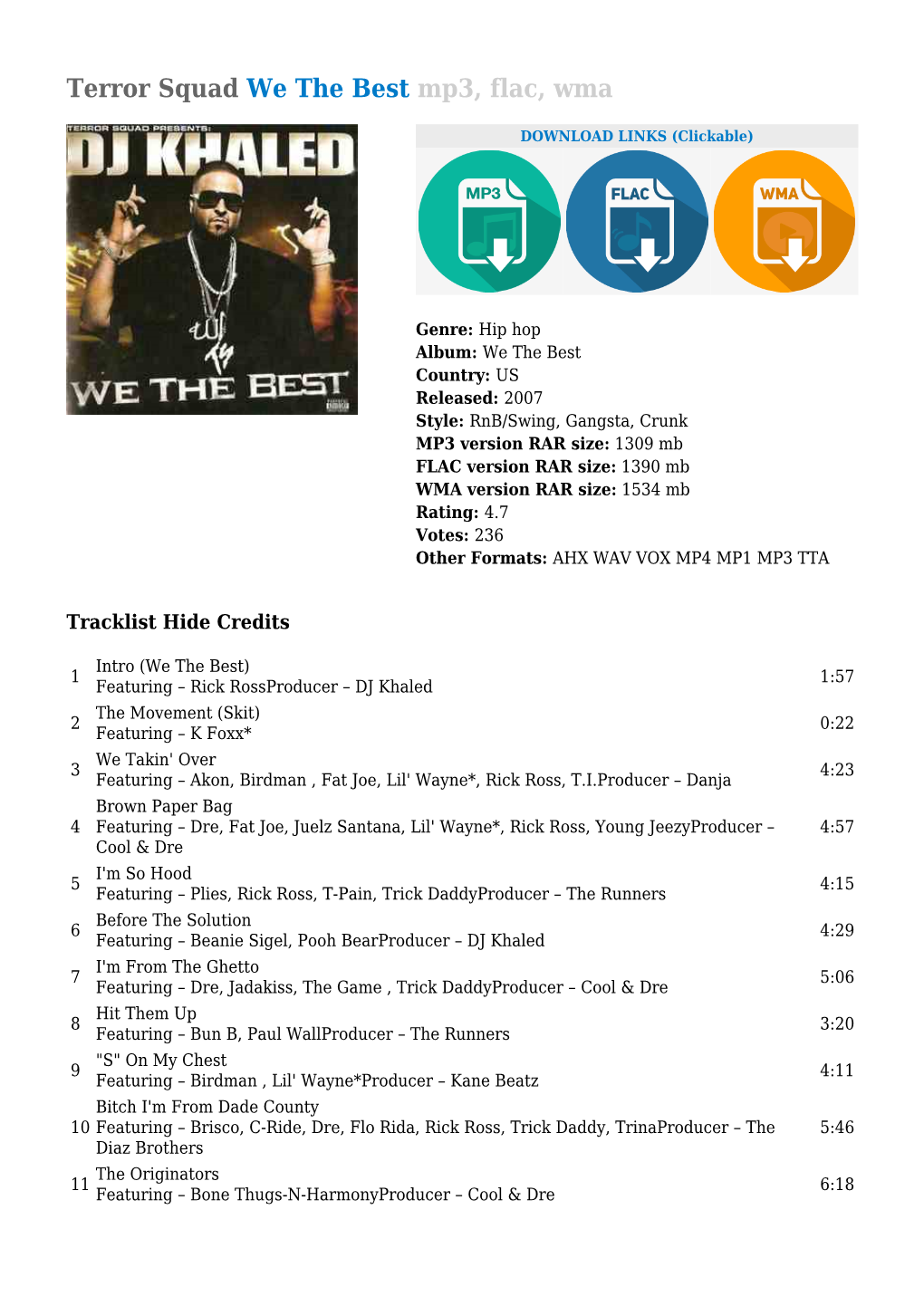 Terror Squad We the Best Mp3, Flac, Wma