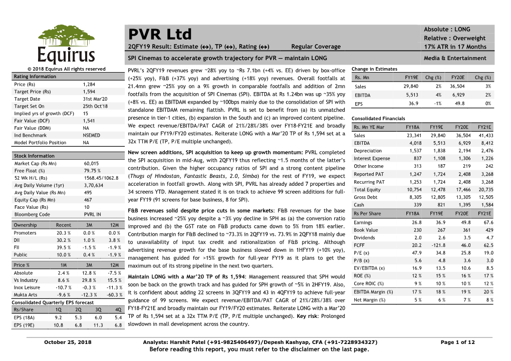 PVR Ltd Result Update