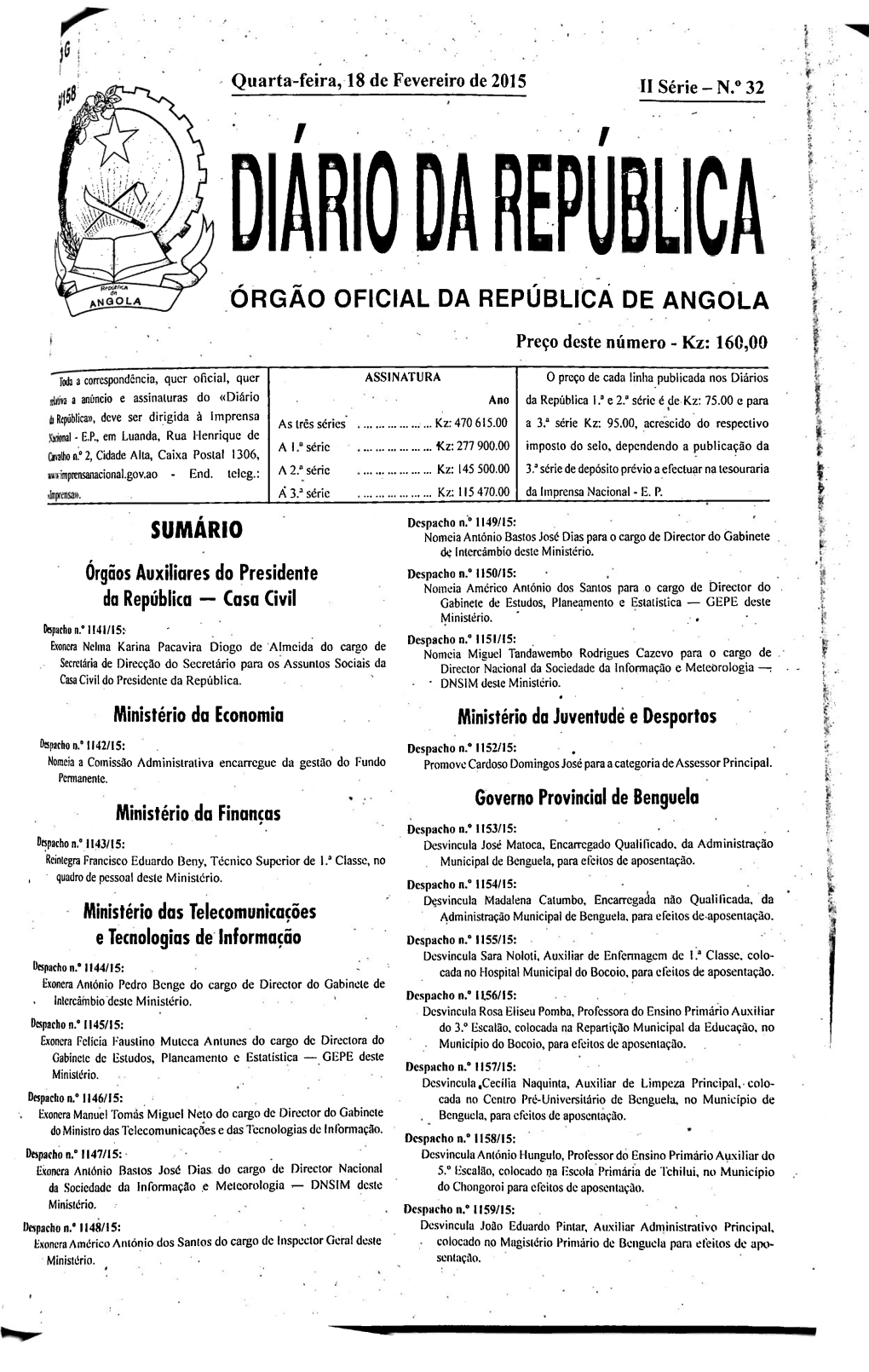 Órgão Oficial Da Repúblicà De Angola