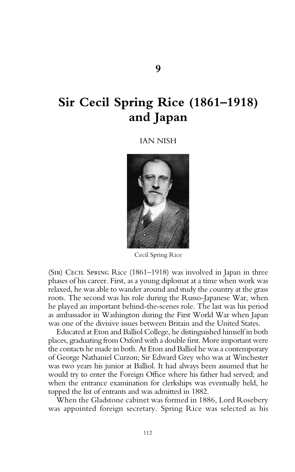 Sir Cecil Spring Rice (1861–1918) and Japan