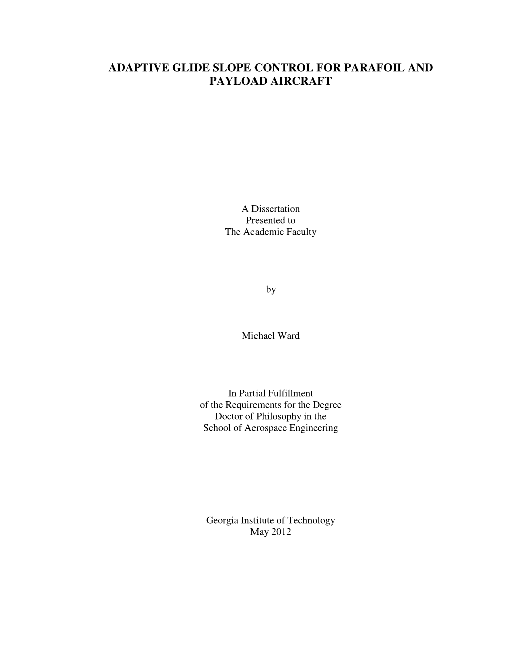 Adaptive Glide Slope Control for Parafoil and Payload Aircraft