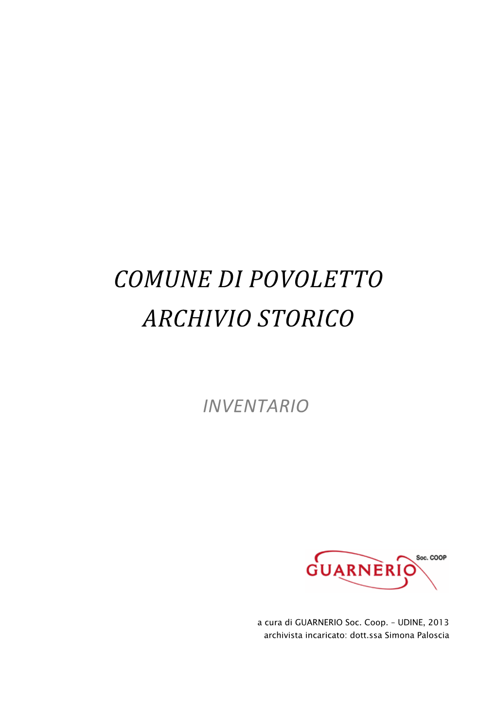 Comune Di Povoletto Archivio Storico