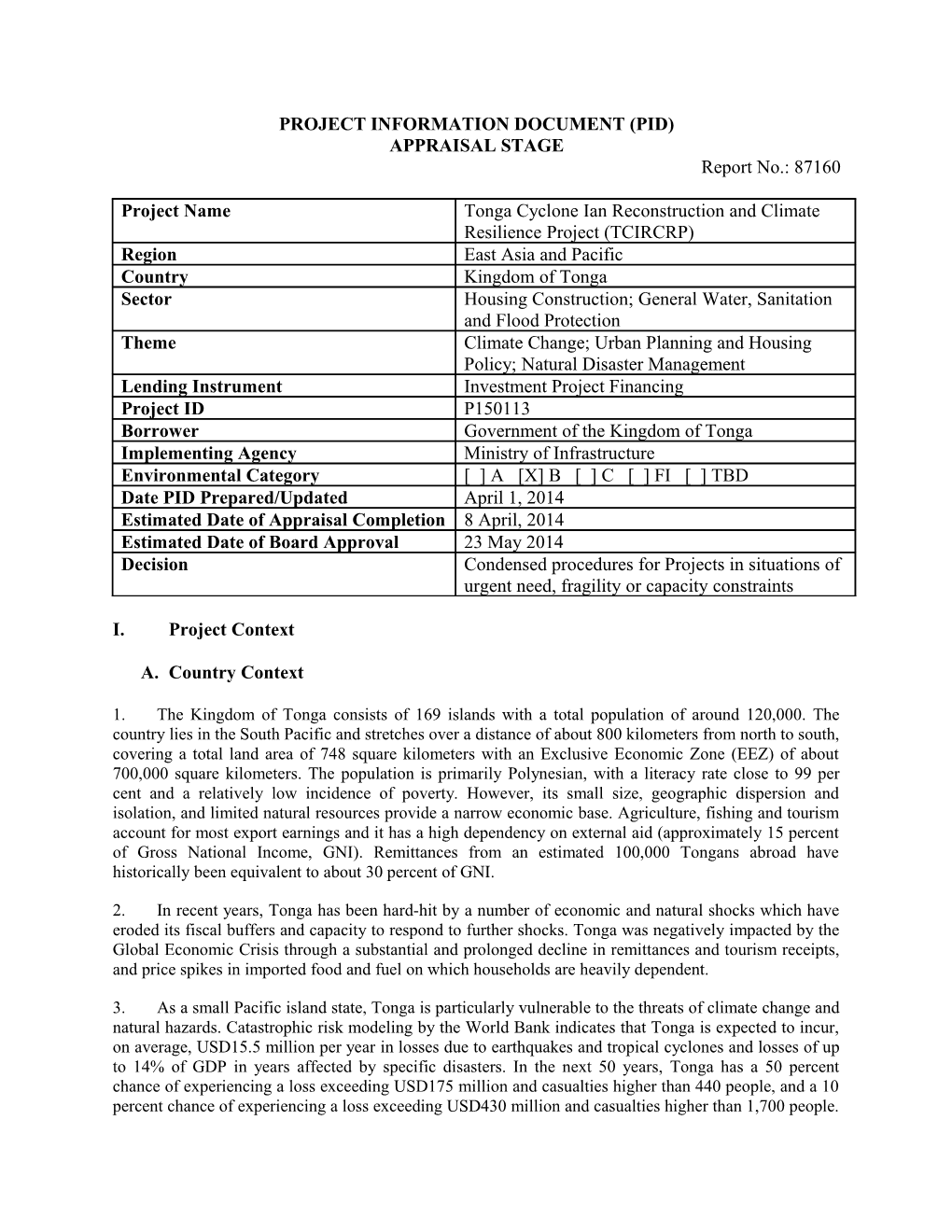 Project Information Document (Pid) s15