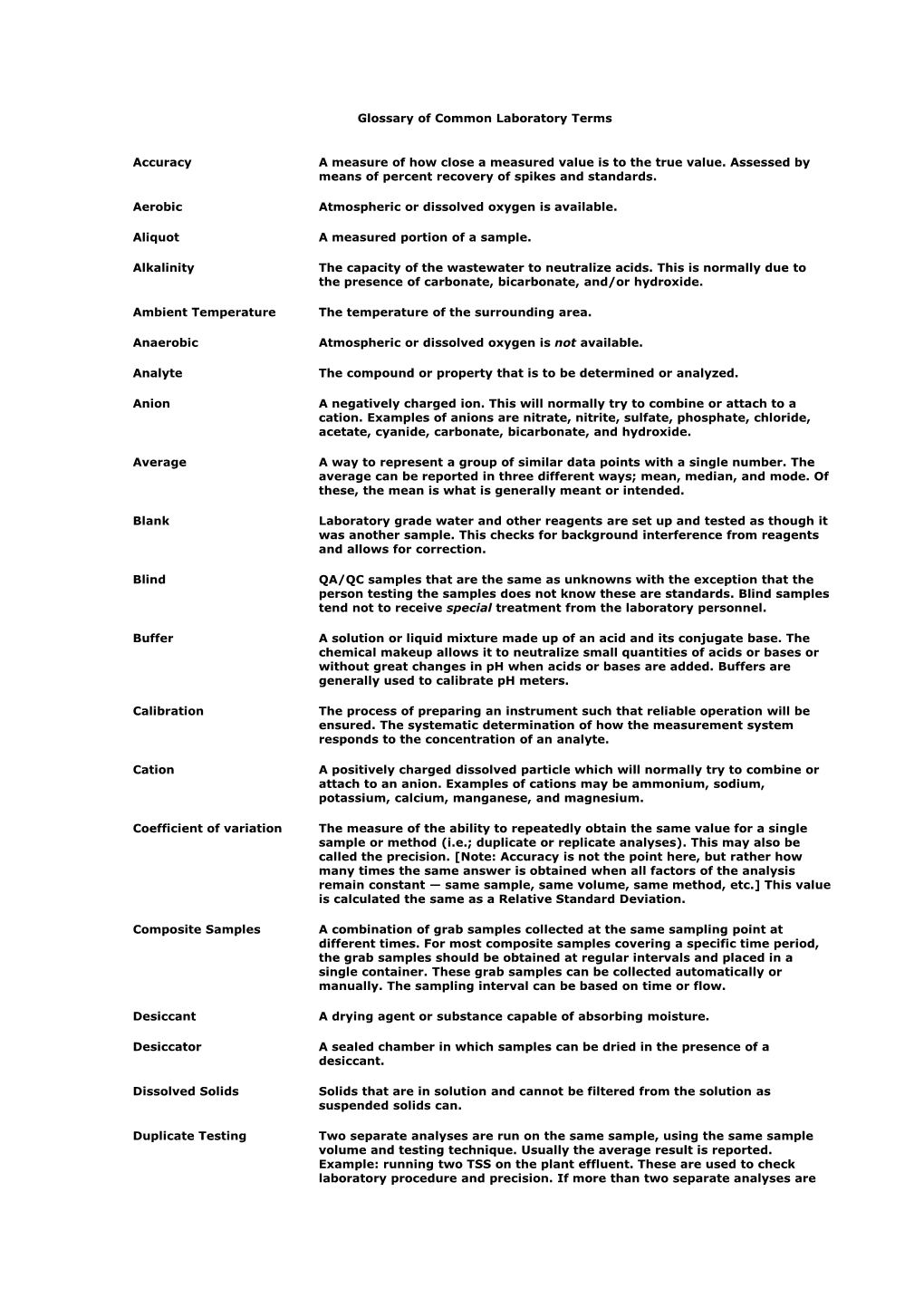 Glossary of Common Laboratory Terms