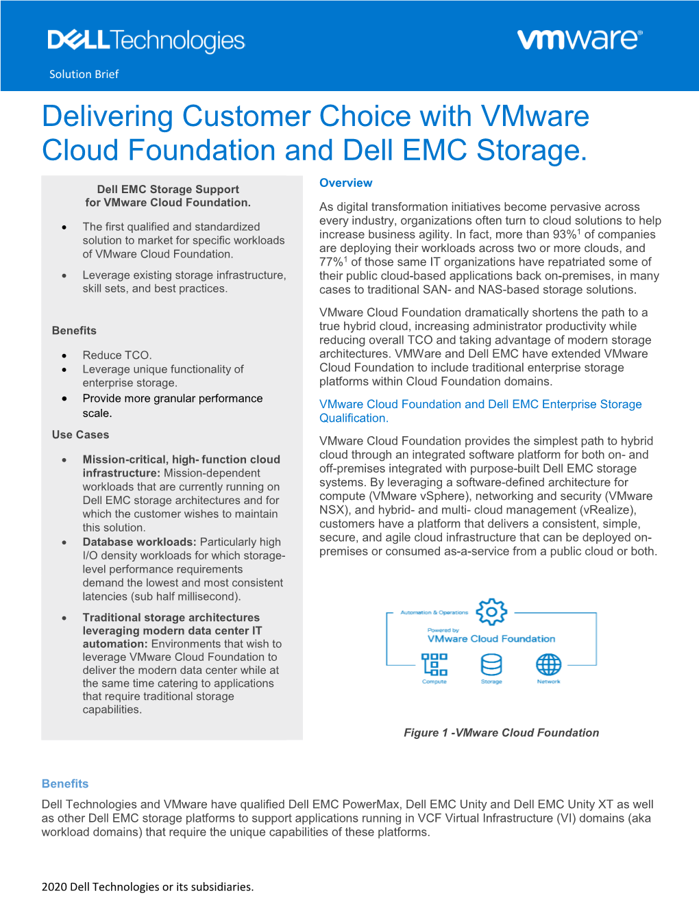 Delivering Customer Choice with Vmware Cloud Foundation and Dell EMC Storage