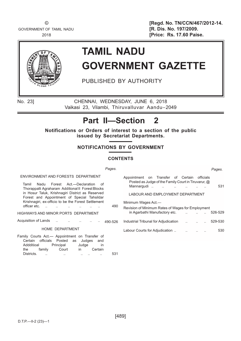 Tamil Nadu Government Gazette