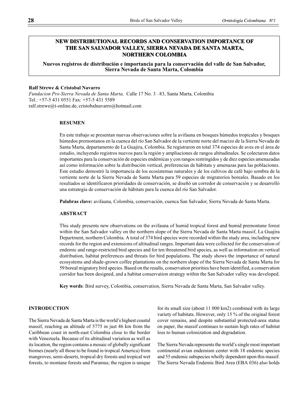 Nuevos Registros De Distribución E Importancia Para La Conservación Del Valle De San Salvador, Sierra Nevada De Santa Marta, Colombia