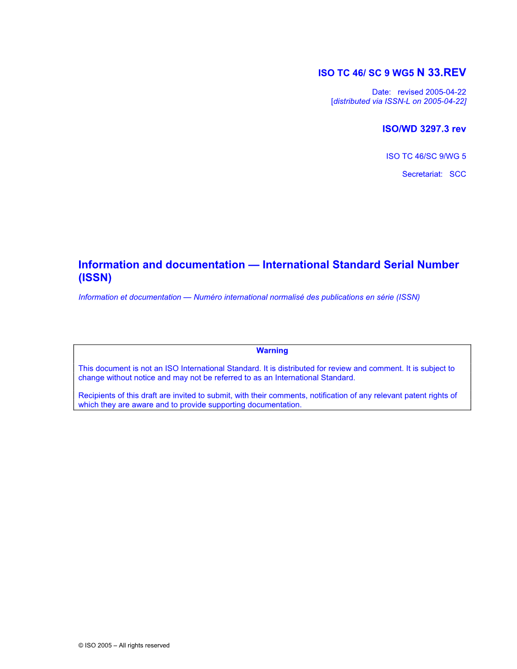 International Standard Serial Number (ISSN)