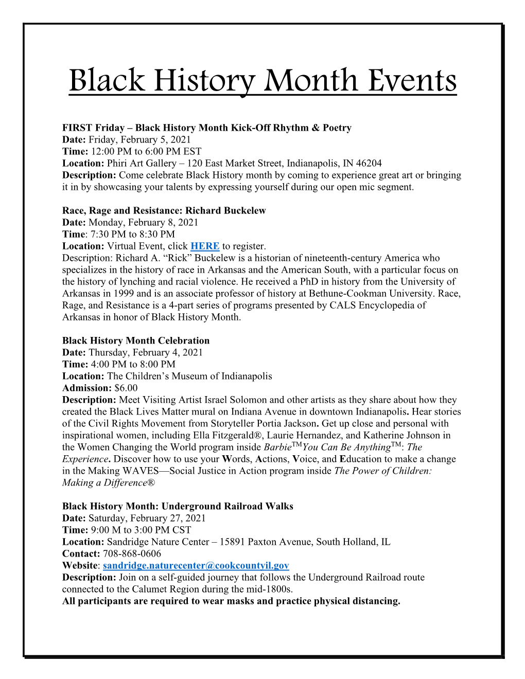 Black History Month Events