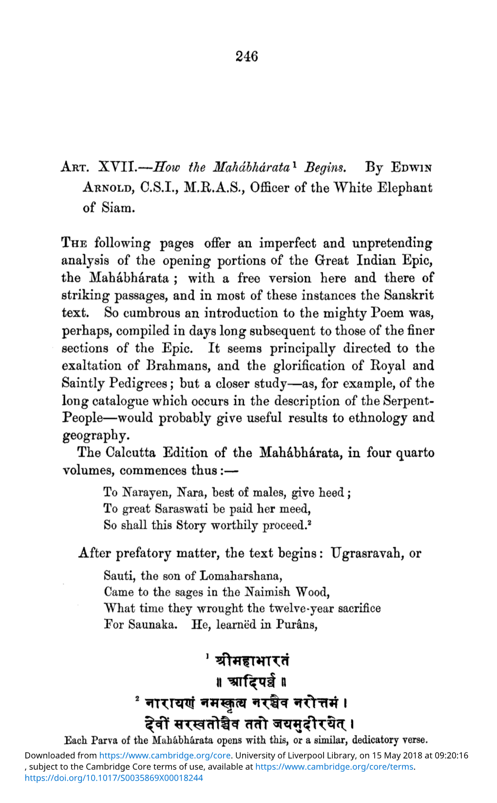 Art. XVII.— How the Mahábhárata Begins