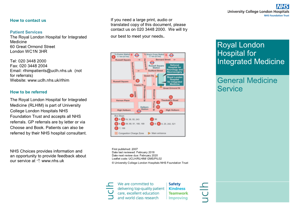 Royal London Hospital for Integrated Medicine General Medicine Service