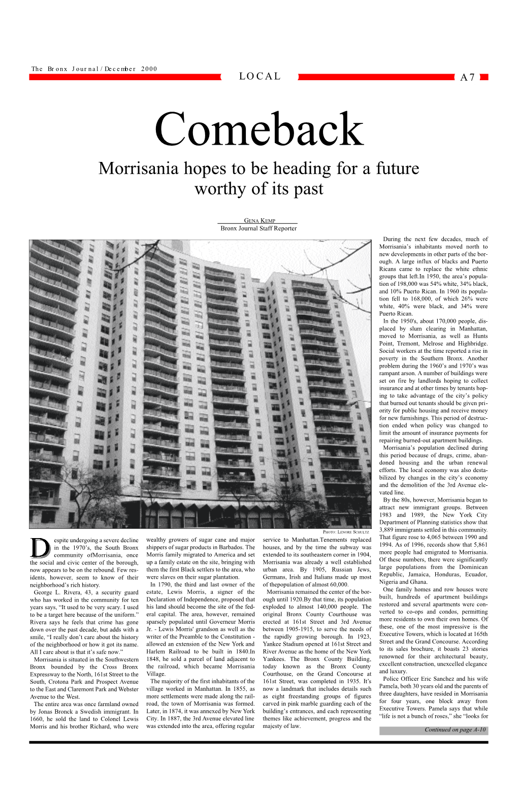 Morrisania Hopes to Be Heading for a Future Worthy of Its Past