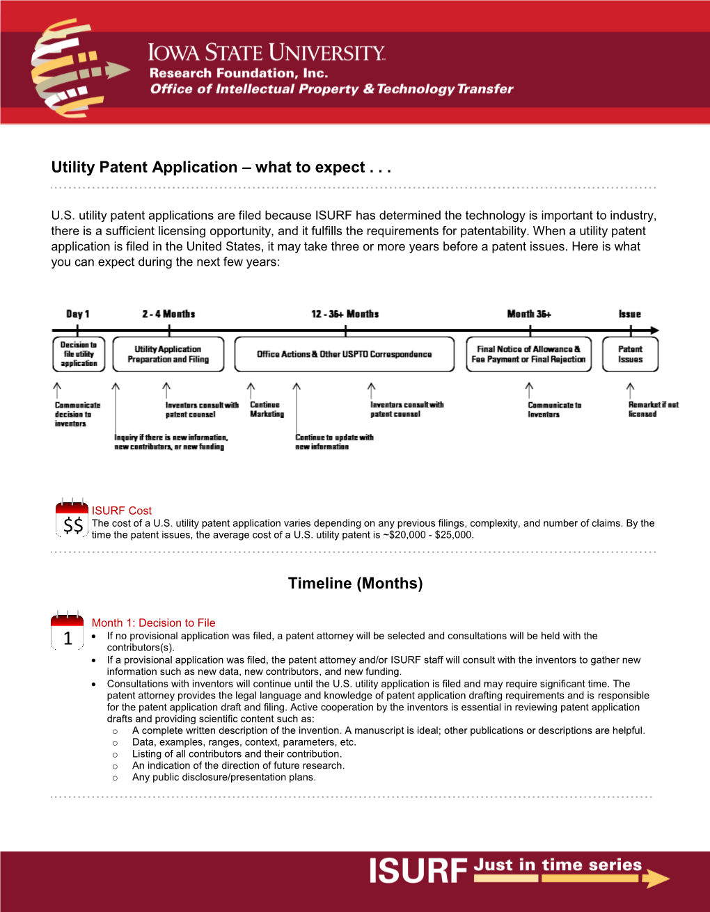 Utility Patent Application – What to Expect . . . Timeline (Months)