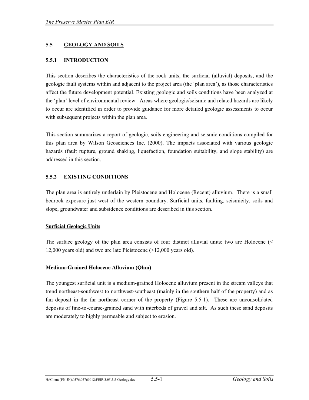 5.5-Geology.Doc 5.5-1 Geology and Soils