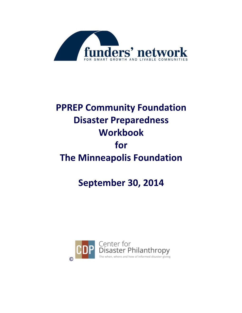 PPREP Community Foundation Disaster Preparedness Workbook for the Minneapolis Foundation