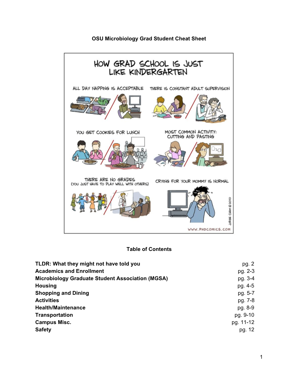 OSU Microbiology Grad Student Cheat Sheet Table of Contents TLDR