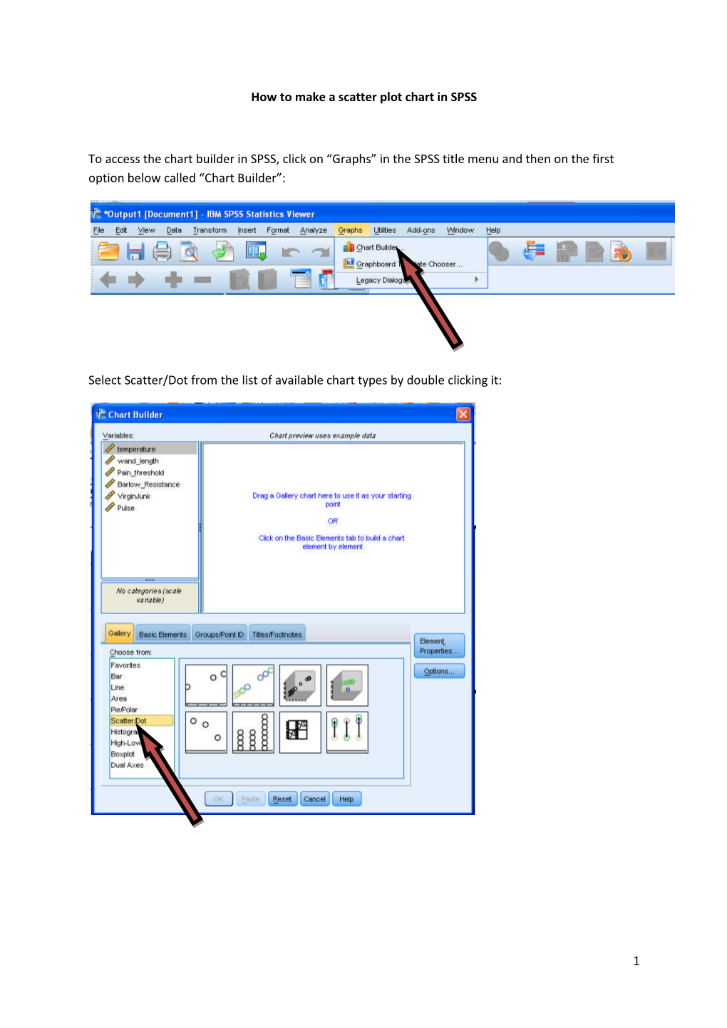 1 How to Make a Scatter Plot Chart in SPSS to Access the Chart Builder In