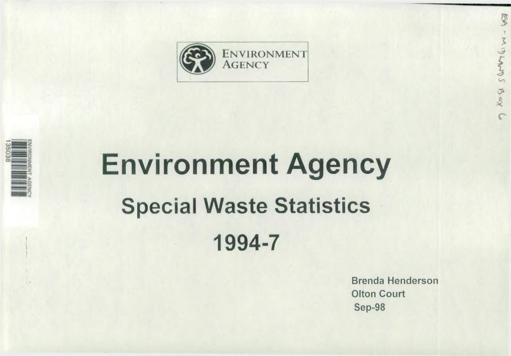 Environment Agency Special Waste Statistics 1994-7