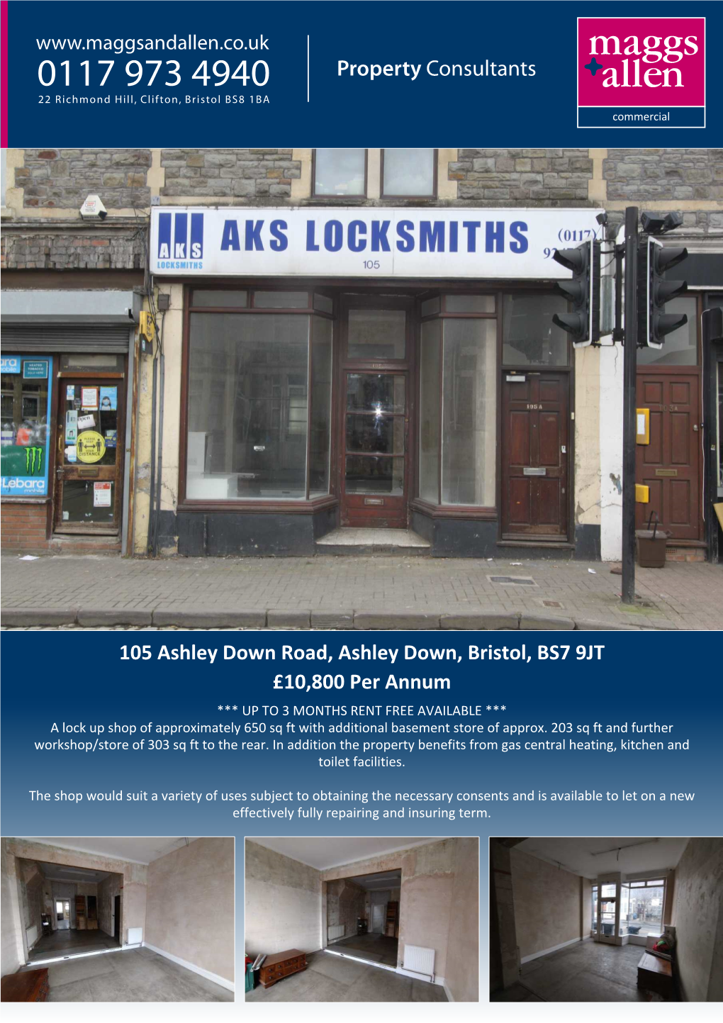 Property Consultants 105 Ashley Down Road, Ashley Down, Bristol, BS7 9JT £10,800 Per Annum