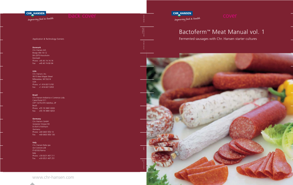 Bactoferm™ Meat Manual Vol. 1 Cover Back Cover