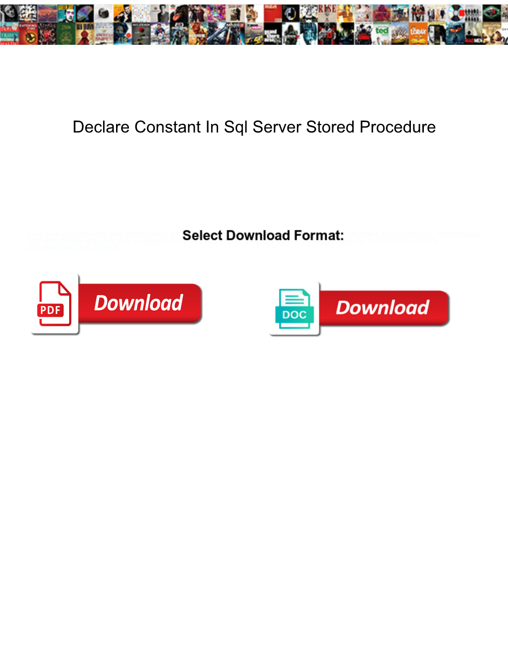 Declare Constant in Sql Server Stored Procedure