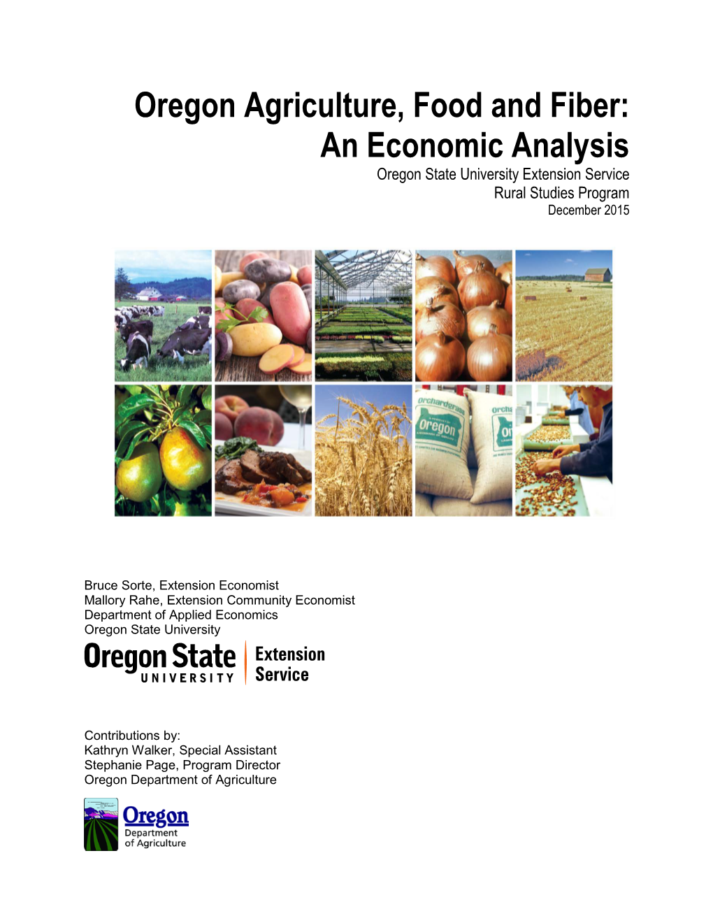 Report – Oregon Agriculture Food and Fiber: an Economic Analysis