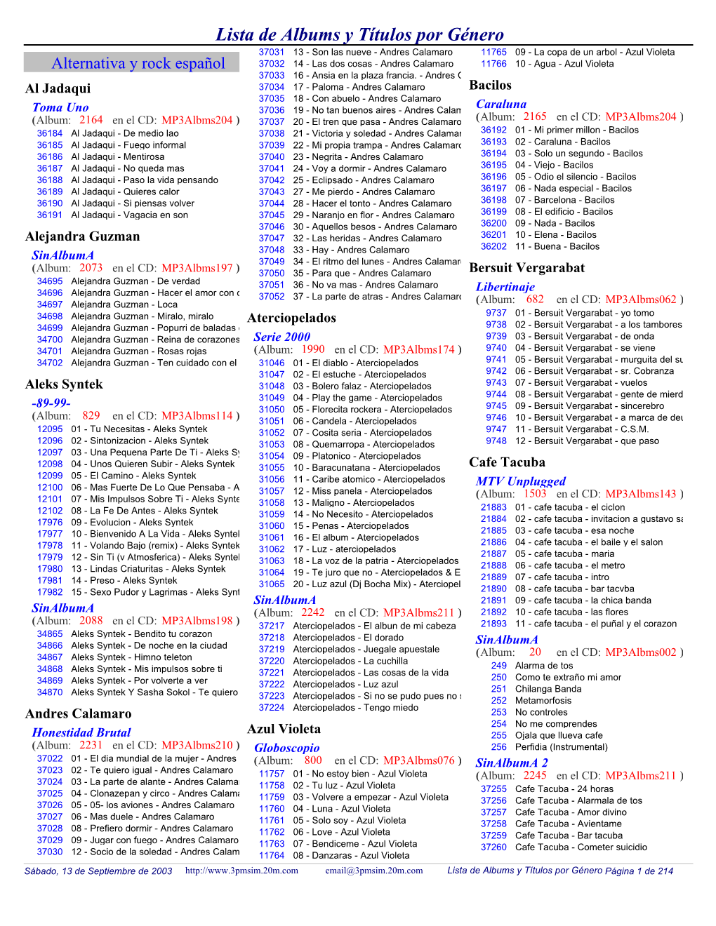 Lista MP3 Por Genero