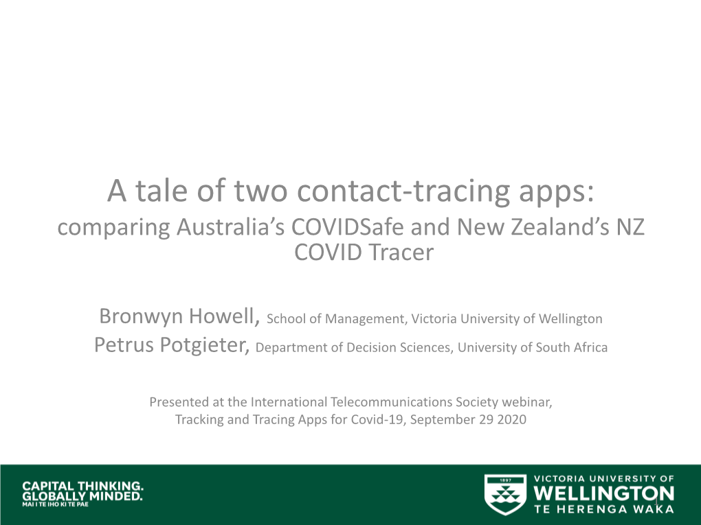 A Tale of Two Contact-Tracing Apps: Comparing Australia’S Covidsafe and New Zealand’S NZ COVID Tracer