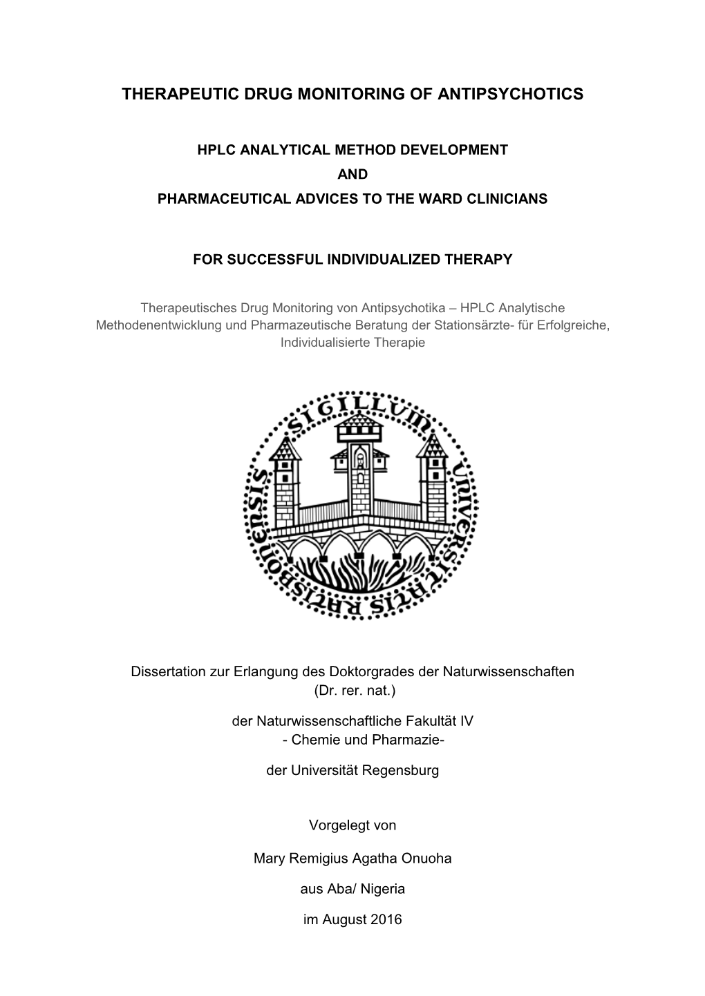 Therapeutic Drug Monitoring of Antipsychotics