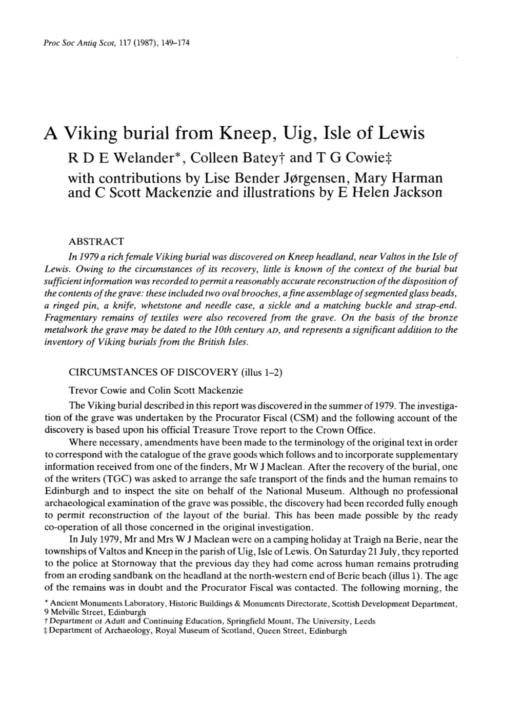 A Viking Burial from Kneep, Uig, Isle of Lewis