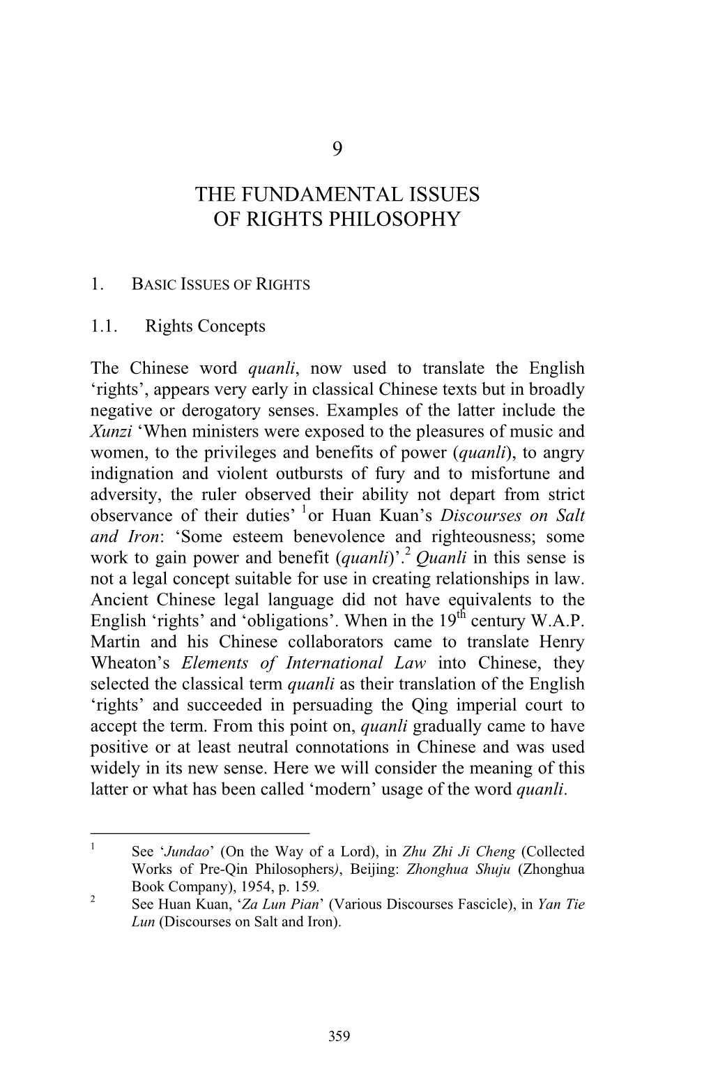 9 the Fundamental Issues of Rights Philosophy