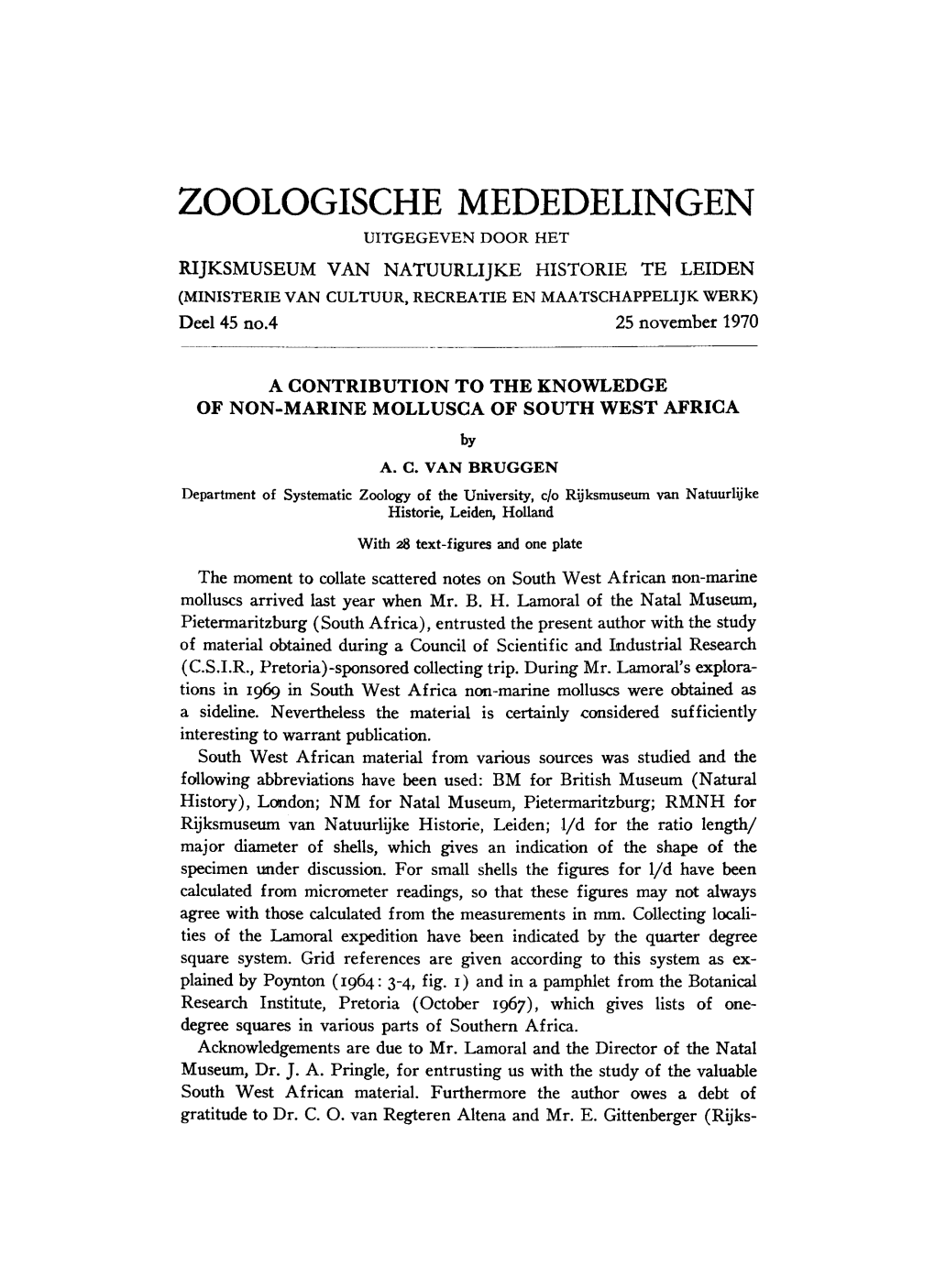 Zoologische Mededelingen Uitgegeven Door Het