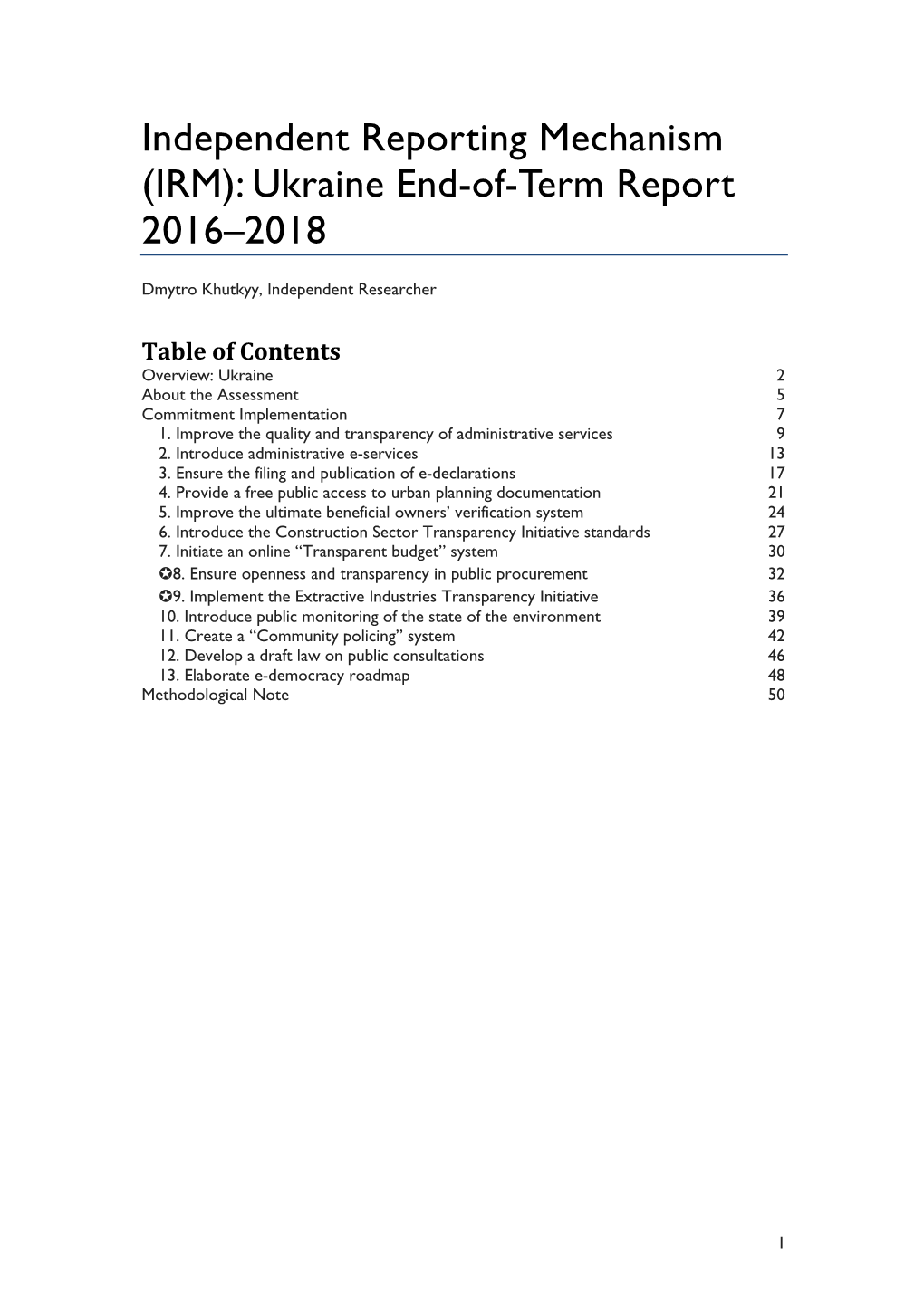 (IRM): Ukraine End-Of-Term Report 2016–2018