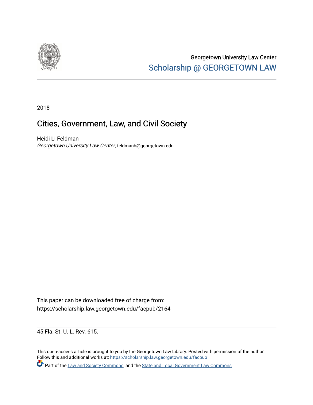 Cities, Government, Law, and Civil Society