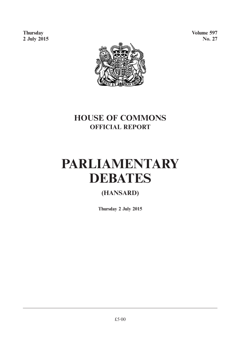 Whole Day Download the Hansard Record of the Entire Day in PDF Format. PDF File, 0.64