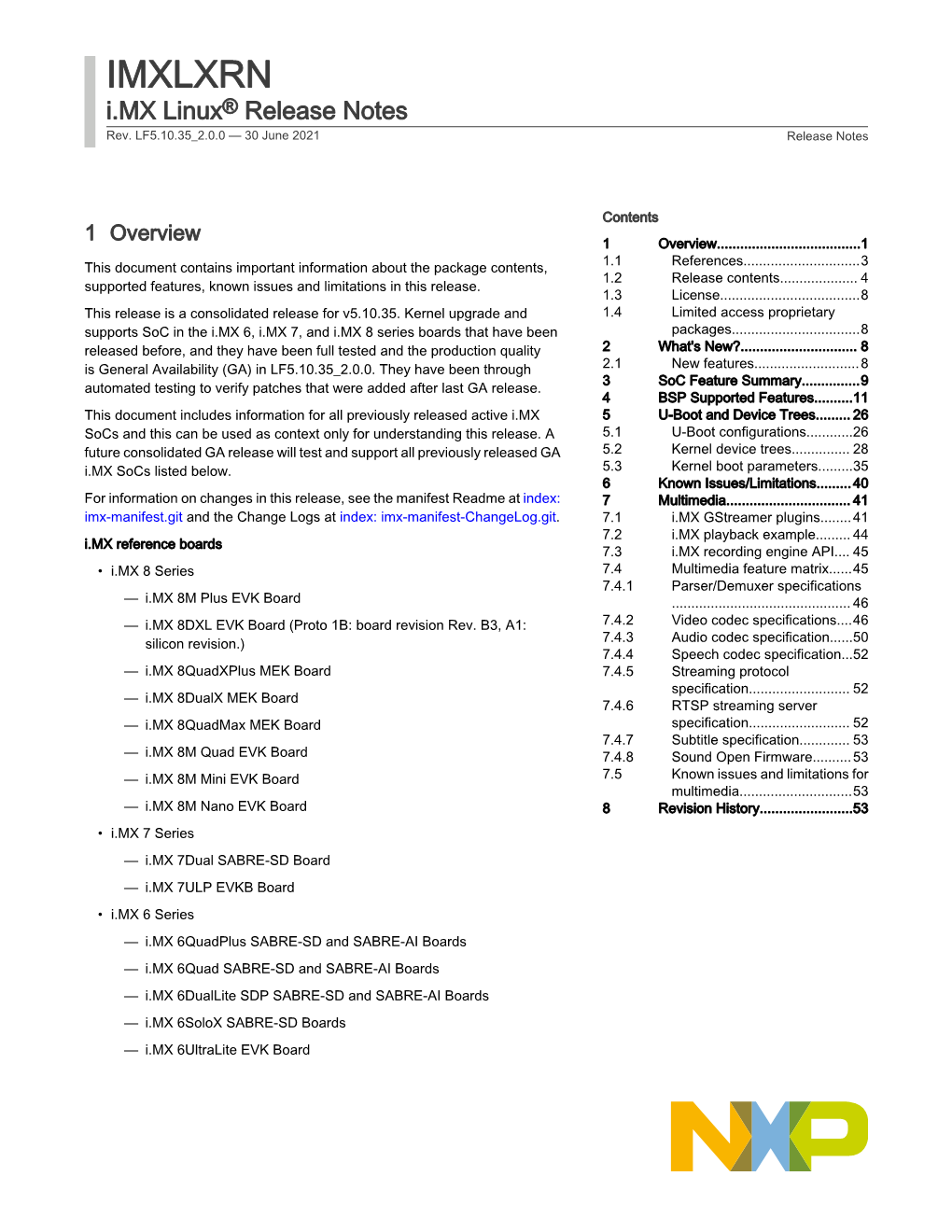 IMXLXRN I.MX Linux® Release Notes Rev