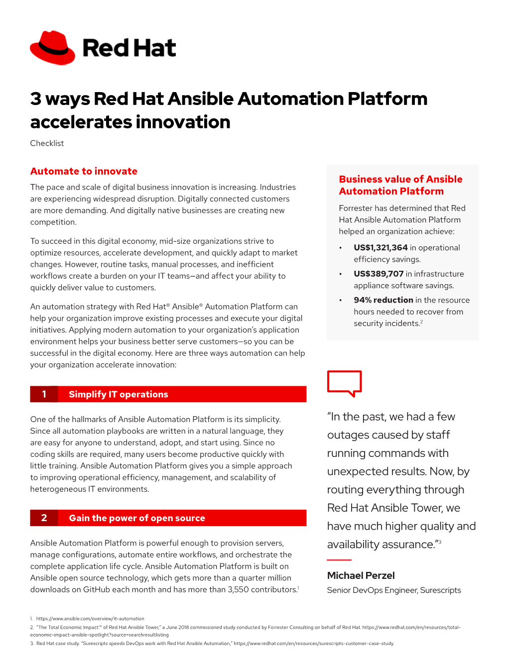 3 Ways Red Hat Ansible Automation Platform Accelerates Innovation Checklist