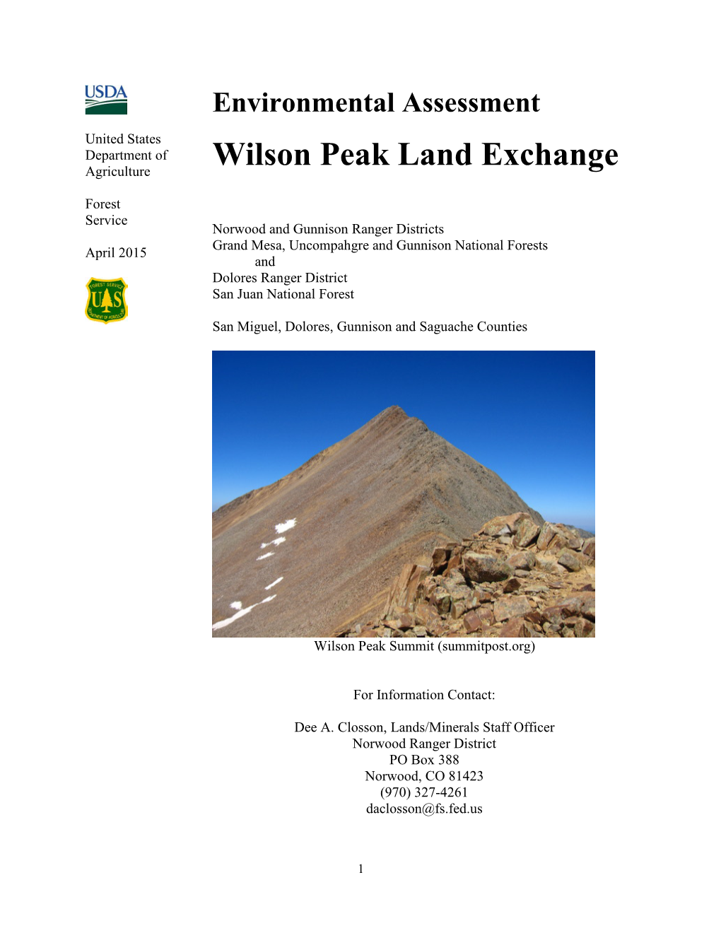 Wilson Peak Land Exchange