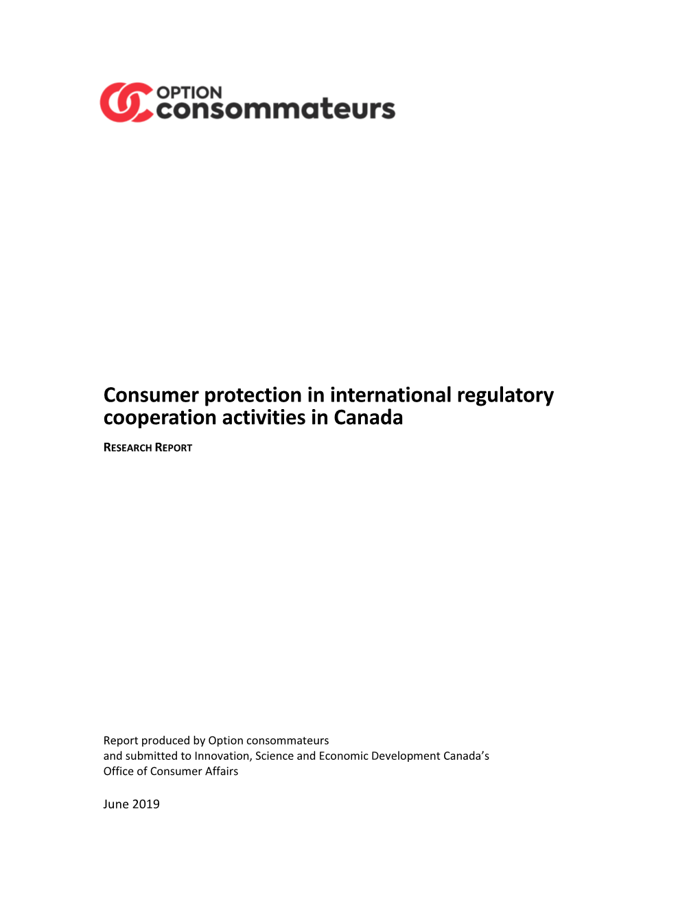 Consumer Protection in International Regulatory Cooperation Activities in Canada