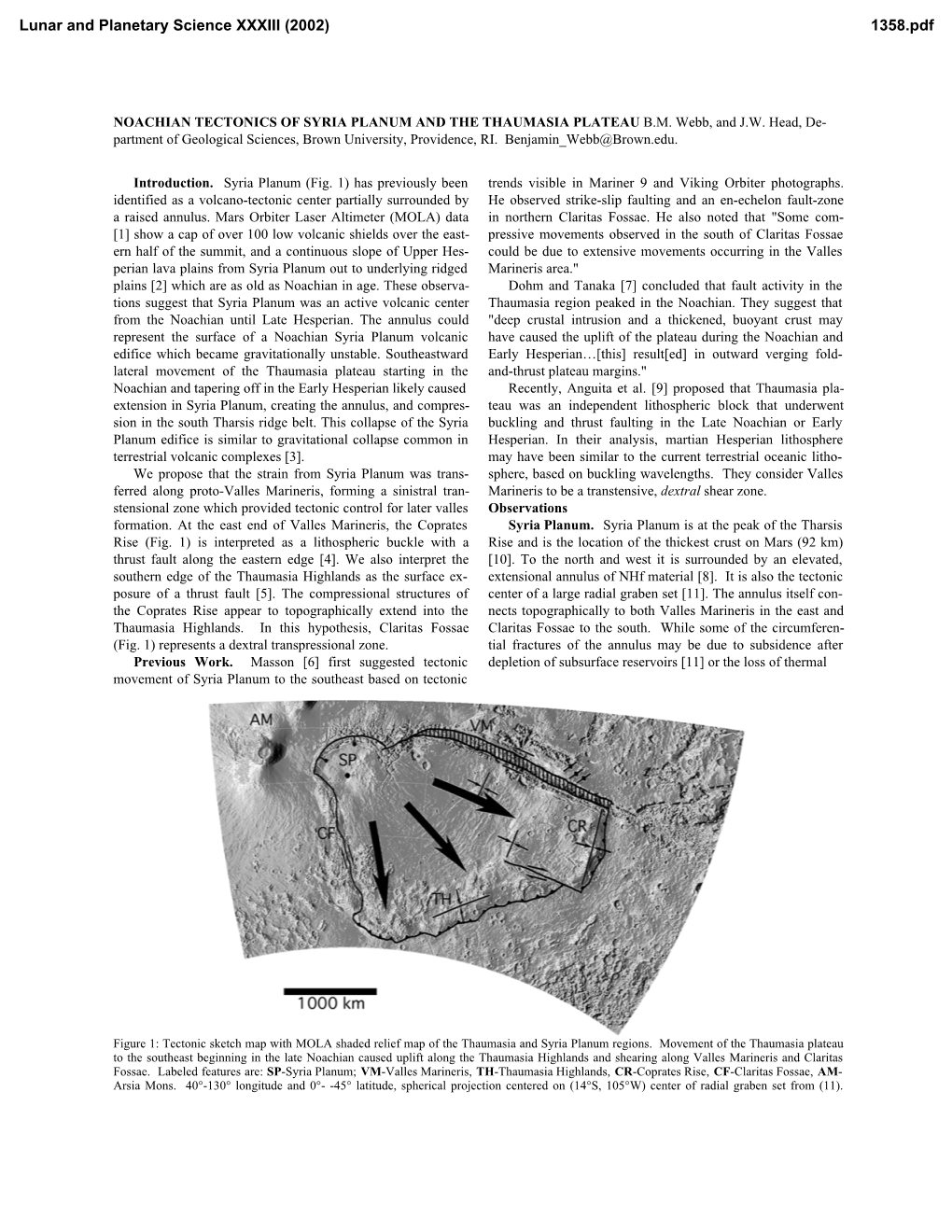 Noachian Tectonics of Syria Planum and the Thaumasia Plateau B.M